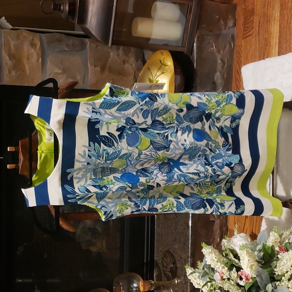 Nwt Eliza J dress blue white lemon green - Picture 3 of 15